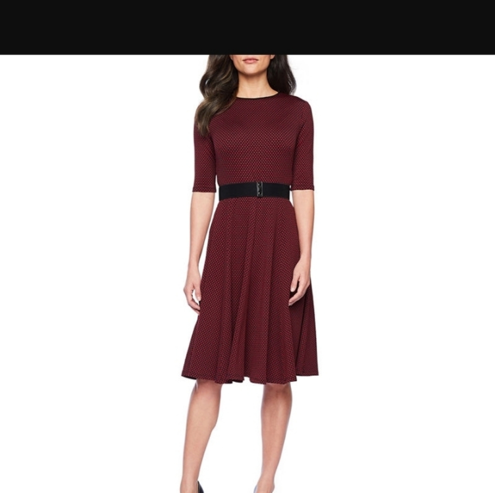 Danny & Nicole Short Sleeve Dots Fit & Flare Dress